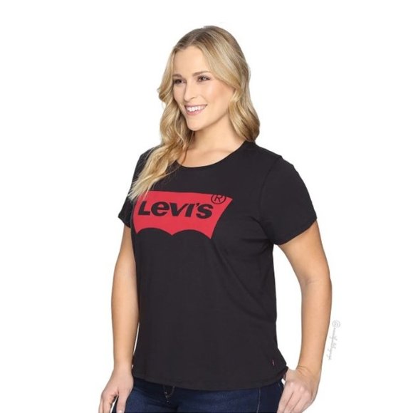 ⛔️SOLD⛔️ LEVI'S Short Sleeve Crew Neck T-Shirt Black w/ Red Batwing Logo Size XL - Picture 8 of 14
